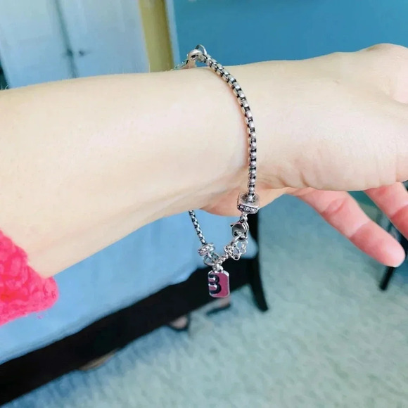 Marlyn Schiff Adjustable Silver Toned Rhinestone Bracelet - Picture 6 of 6